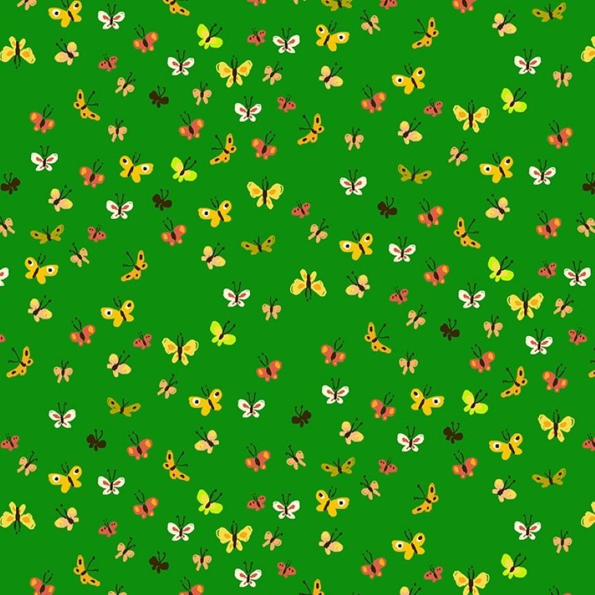 Studio Edit Butterflies in Green Heather Ross for Windham Fabric
