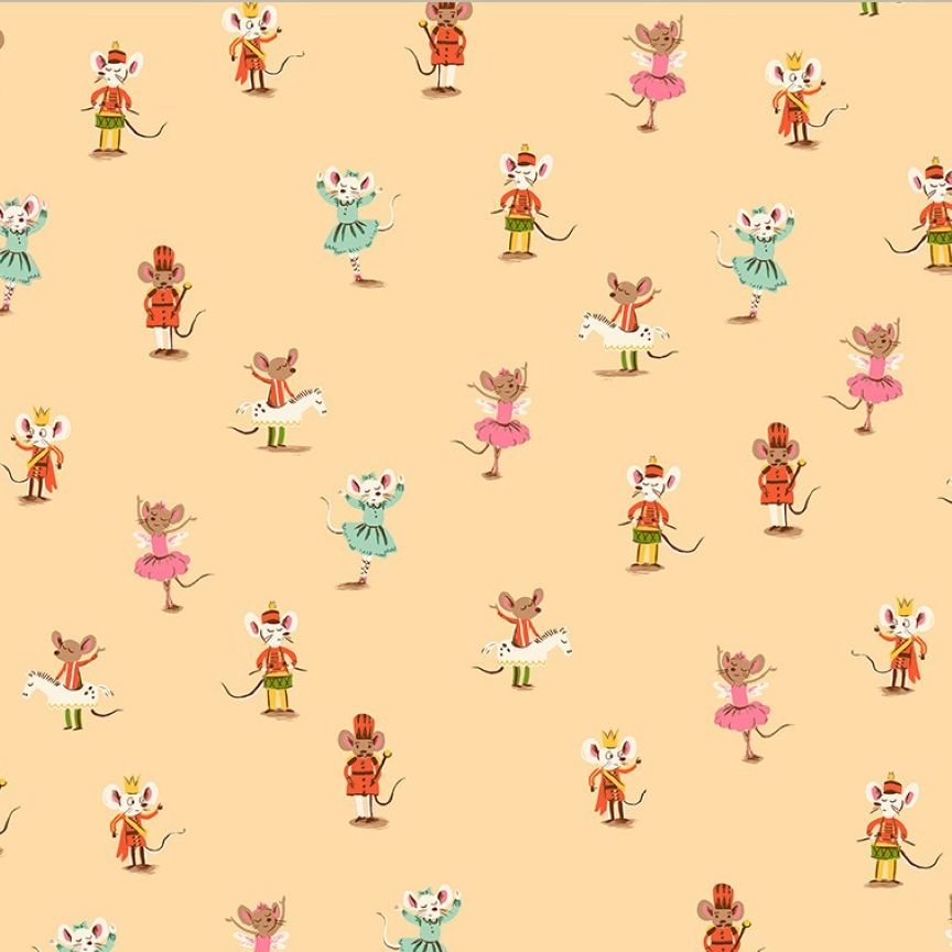 Studio Edit Butterflies Nutcracker Mice Peach Heather Ross for Windham Fabric