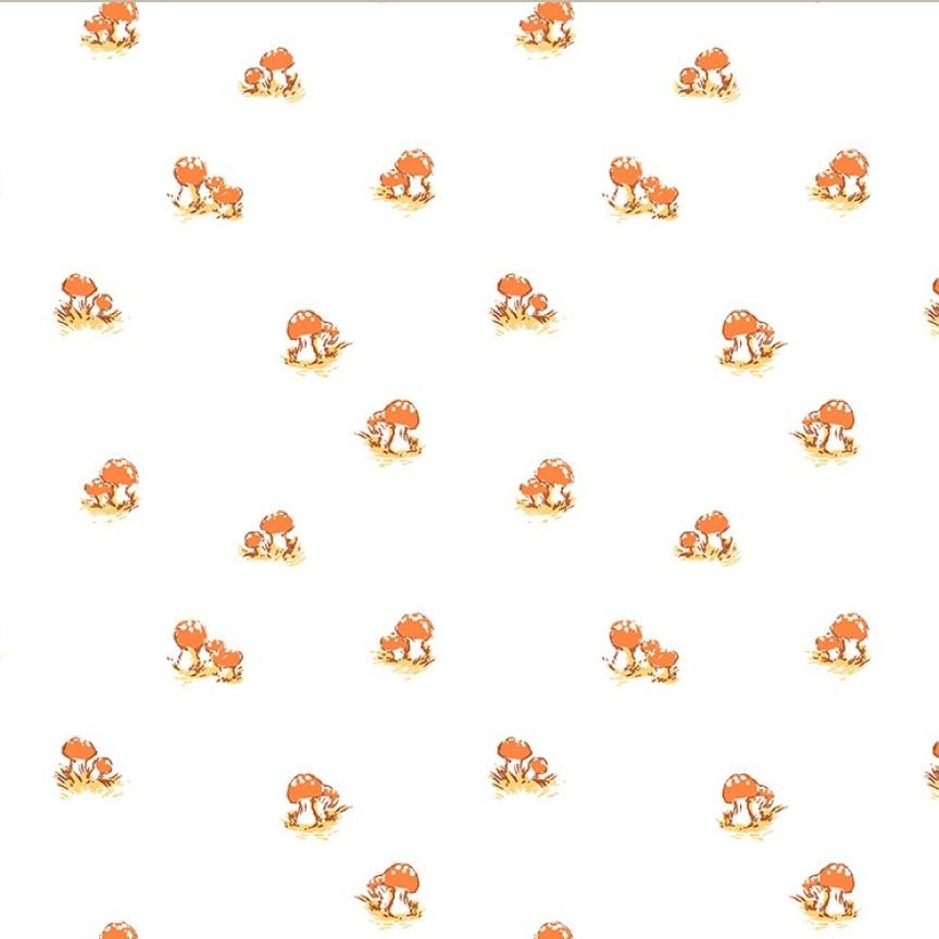 Studio Edit Butterflies Mushrooms in White Heather Ross for Windham Fabric