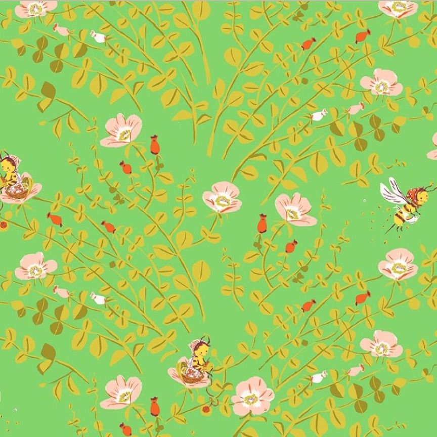 Studio Edit Butterflies Nanny Bee Green Heather Ross for Windham Fabric