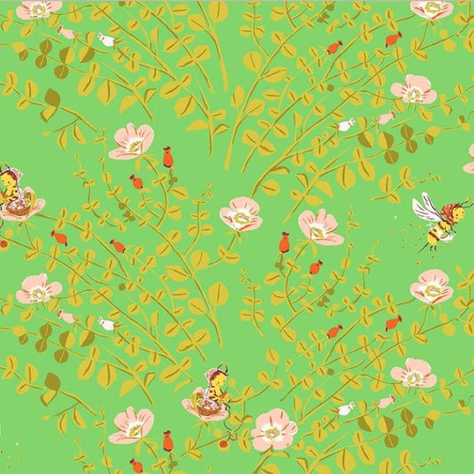 Studio Edit Butterflies Nanny Bee Green Heather Ross for Windham Fabric