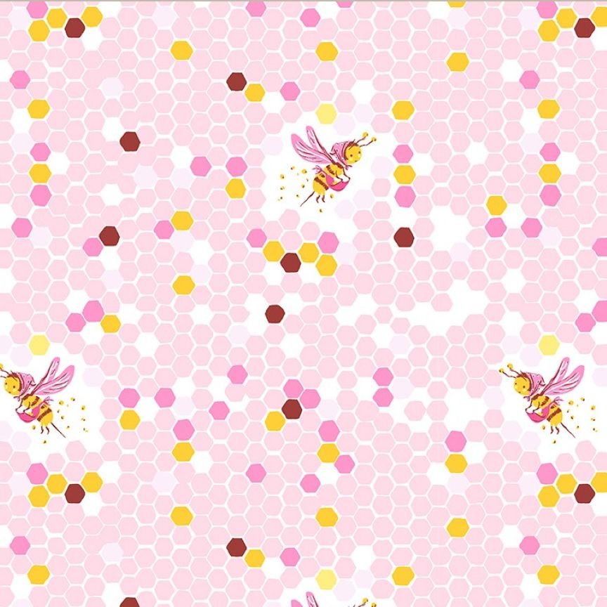 Studio Edit Butterflies Hex Bee in Pink Heather Ross for Windham Fabric