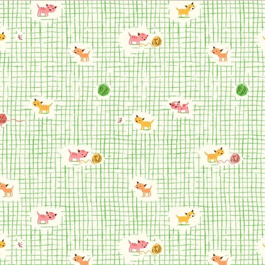 Studio Edit Kitten Plaid in Green Heather Ross for Windham Fabric