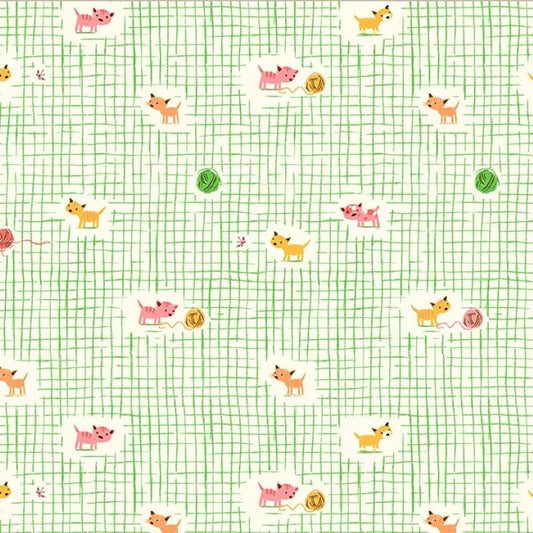 Studio Edit Kitten Plaid in Green Heather Ross for Windham Fabric