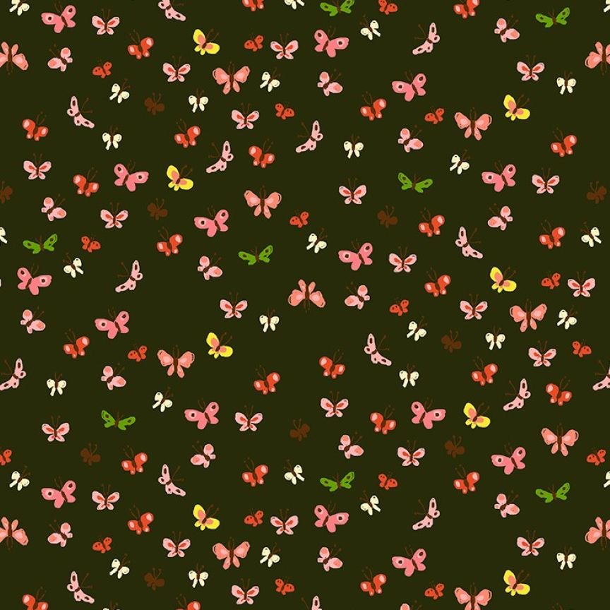 Studio Edit Butterflies in Mud Heather Ross for Windham Fabric