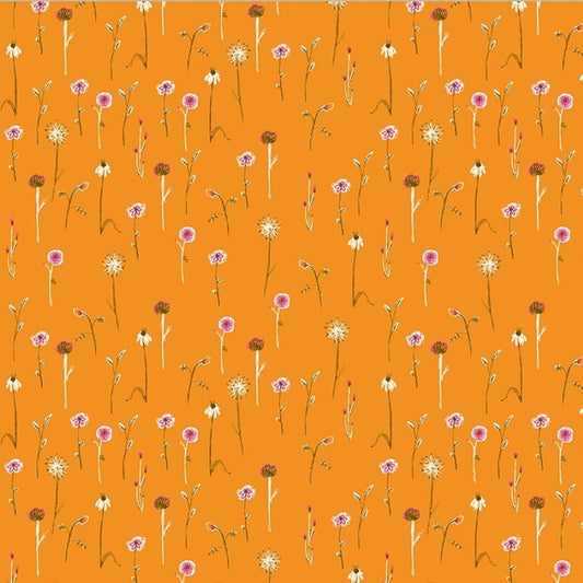 Studio Edit Butterflies Wildflowers Orange Heather Ross for Windham Fabric