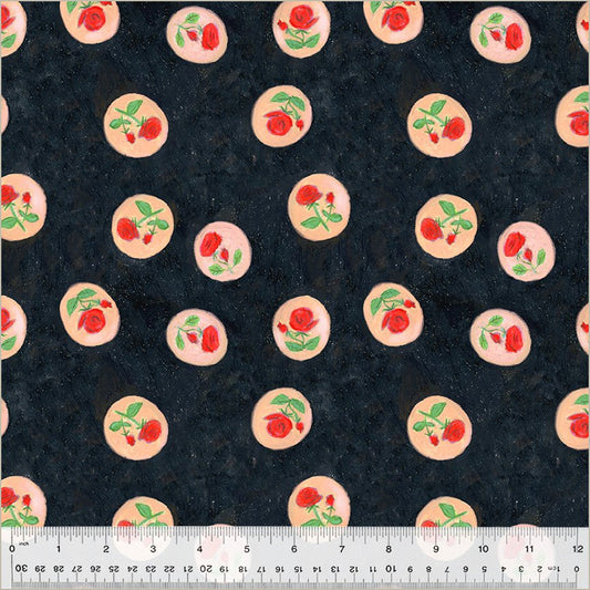 Heather Ross by Hand Rose Cameo Night Heather Ross for Windham Fabric