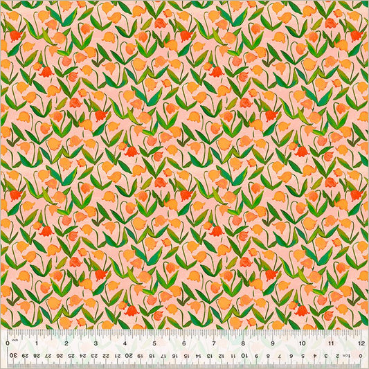 Heather Ross by Hand Essential Flowerbed in Salmon Heather Ross for Windham Fabric