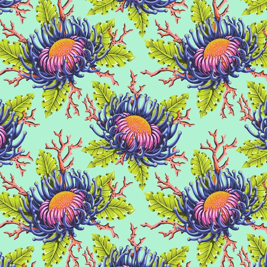 Floral Reef Friends & Anemones Seafoam Tula Pink Fabric