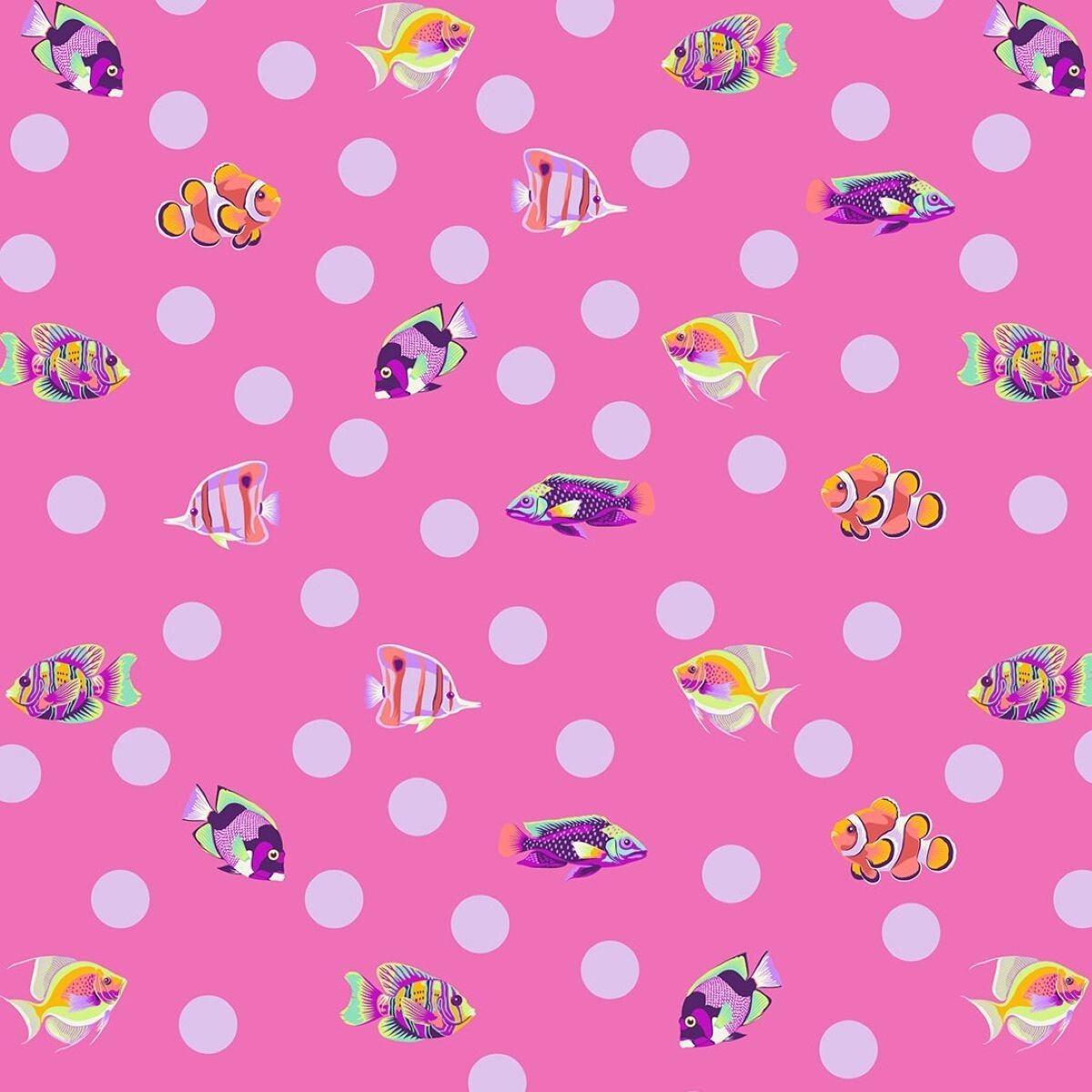 Floral Reef School Crossing Delphine Tula Pink Fabric