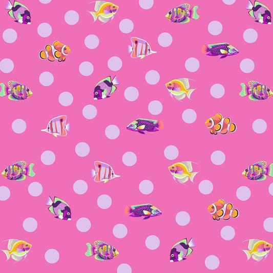 Floral Reef School Crossing Delphine Tula Pink Fabric
