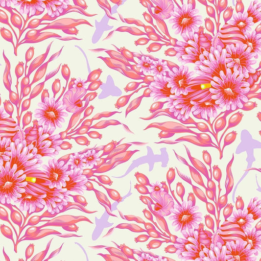 Floral Reef Shadow Sharks Delphine Tula Pink Fabric