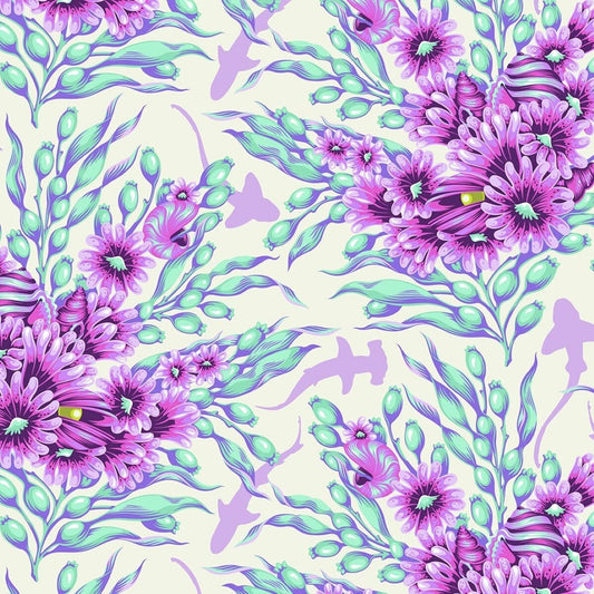 Floral Reef Shadow Sharks Ultraviolet Tula Pink Fabric