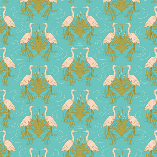 Egret Dance Daybreak by Katie O’Shea Art Gallery Fabric
